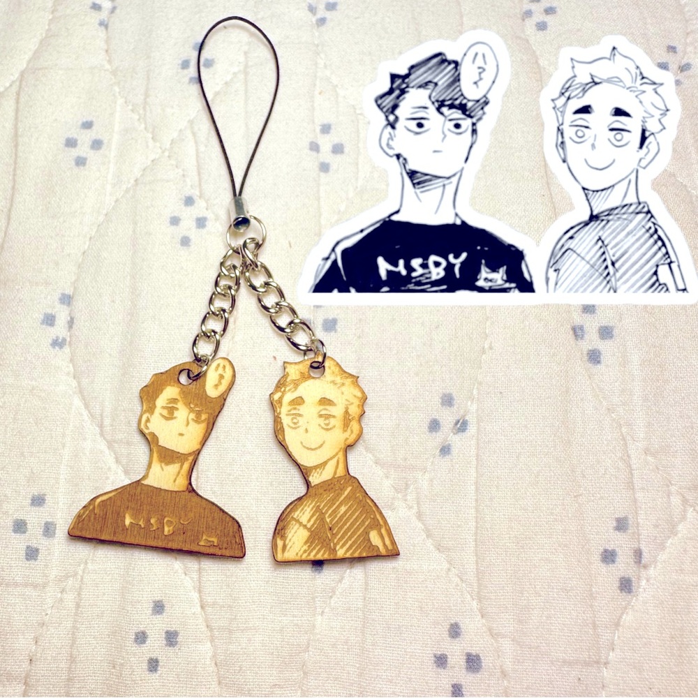 Haikyuu Inspired Kiyoomi Atsumu Engraved Wood Keychain Phone Purse Bag Charm